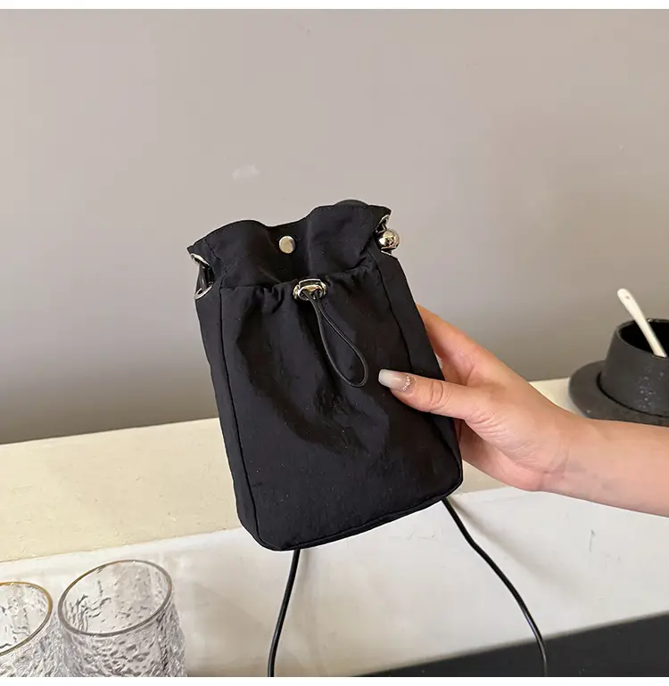 Women's Pink Drawstring Mini Phone Bag Canvas — feature 48