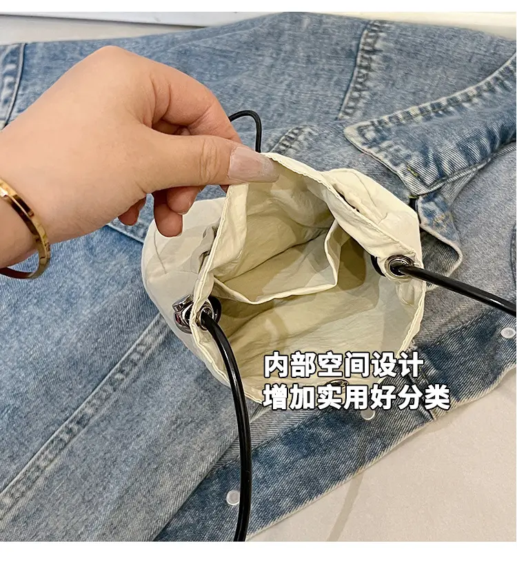 Women's Pink Drawstring Mini Phone Bag Canvas — feature 8