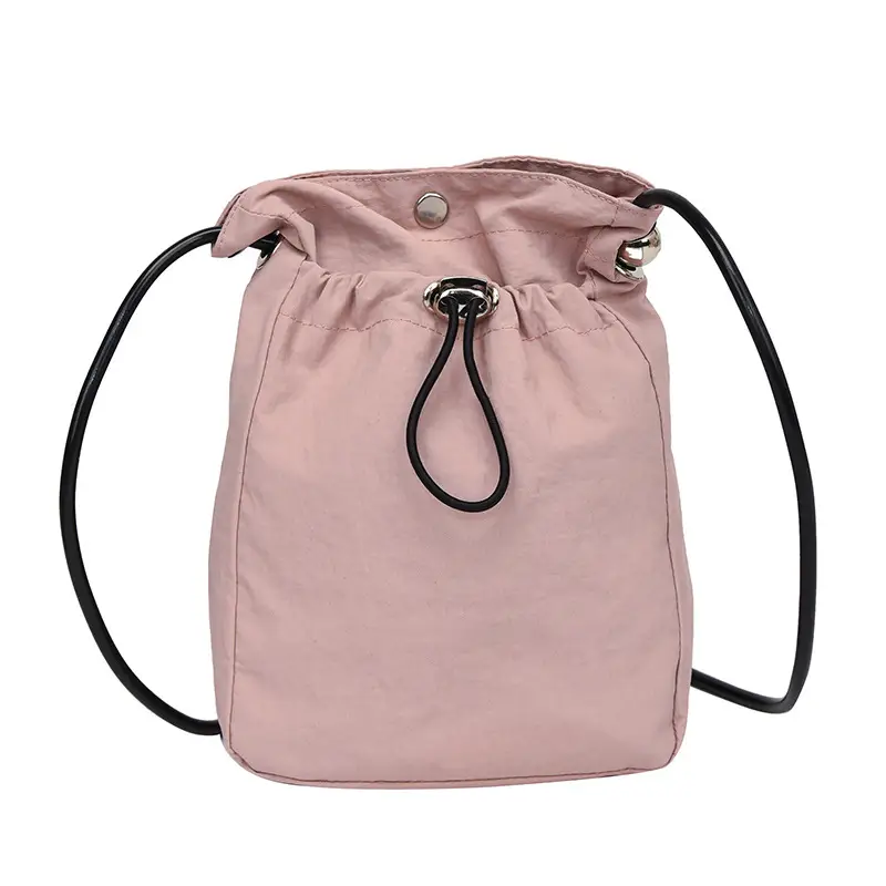 Women's Pink Drawstring Mini Phone Bag Canvas - Image 3