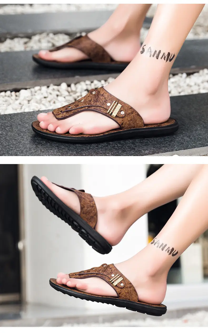 Men's Black Velvet Slip-On Sandals with Metal Decor — feature 10