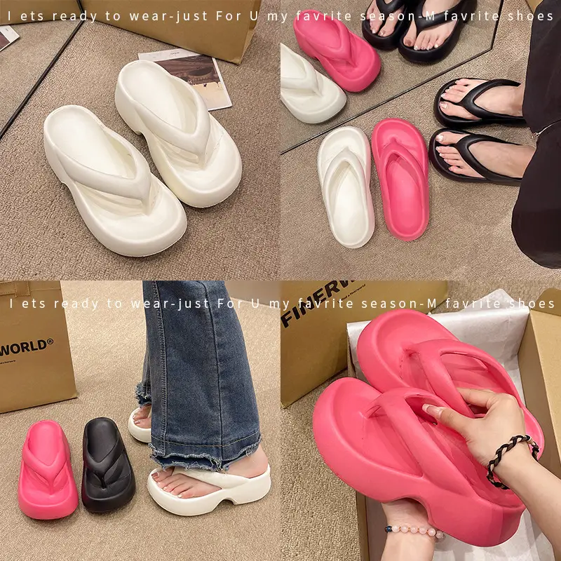 New Slip-on Feeling Flip-Flops Women's Summer Thick Bottom EVA Outer Wear Non-slip Soft Trendy Instagram Style Beach Sandals - Image 5