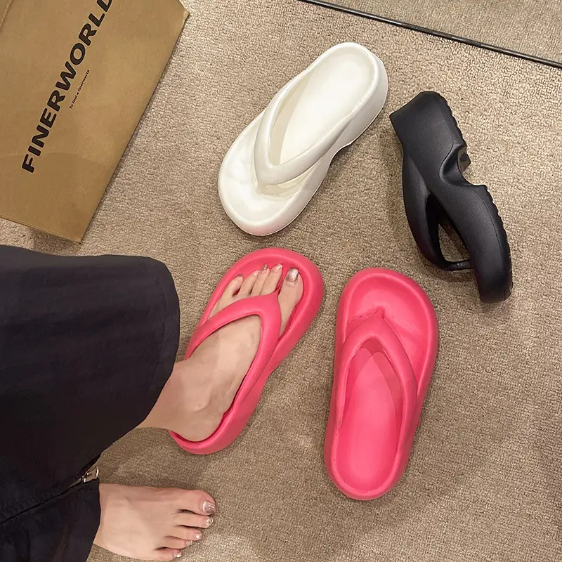 New Slip-on Feeling Flip-Flops Women's Summer Thick Bottom EVA Outer Wear Non-slip Soft Trendy Instagram Style Beach Sandals - Image 7