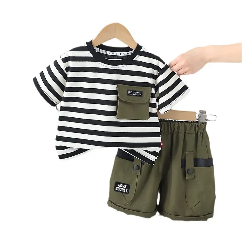 Boys Striped T-Shirt Shorts 2024 Summer Set - Image 6