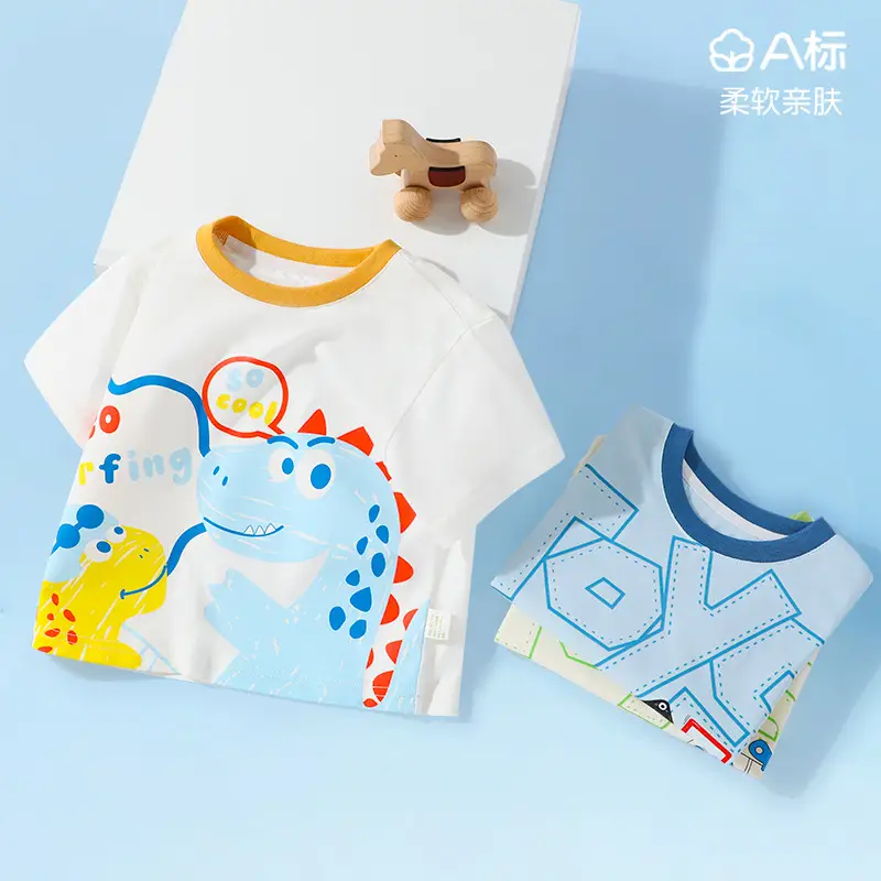 Boys Cotton Short Sleeve T-Shirt with Cartoon Design - Image 9