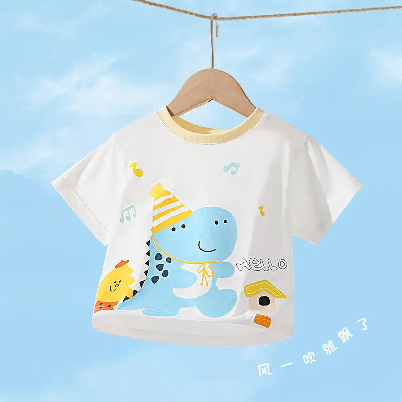 Boys Cotton Short Sleeve T-Shirt with Cartoon Design - Image 2
