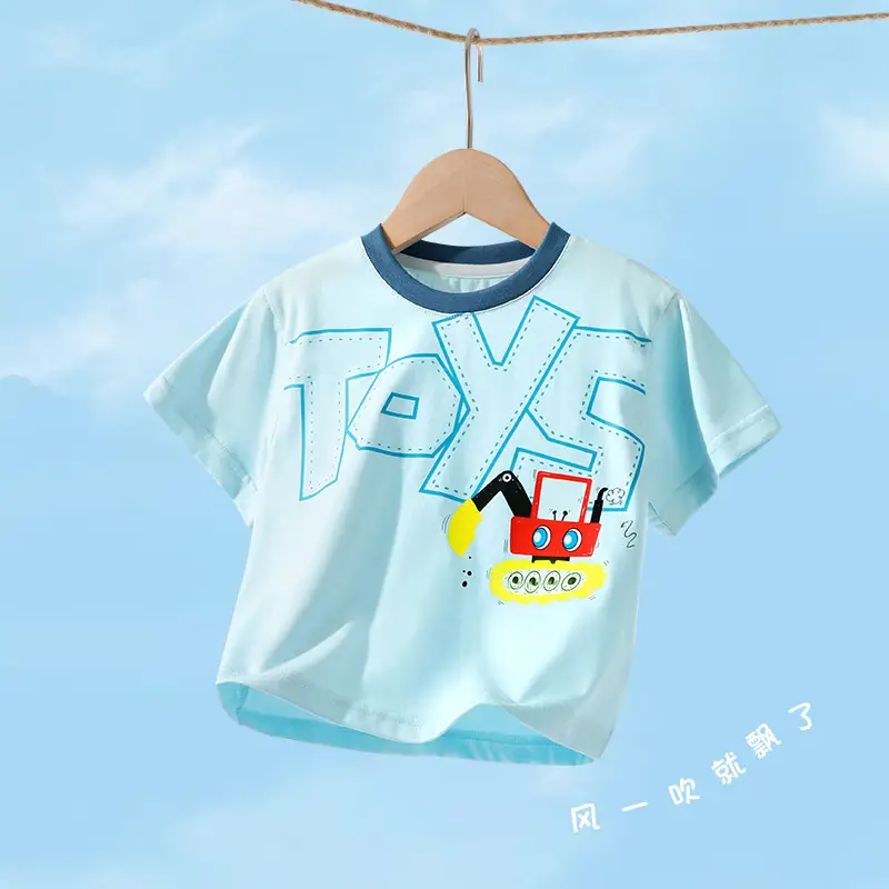 Boys Cotton Short Sleeve T-Shirt with Cartoon Design - Image 5