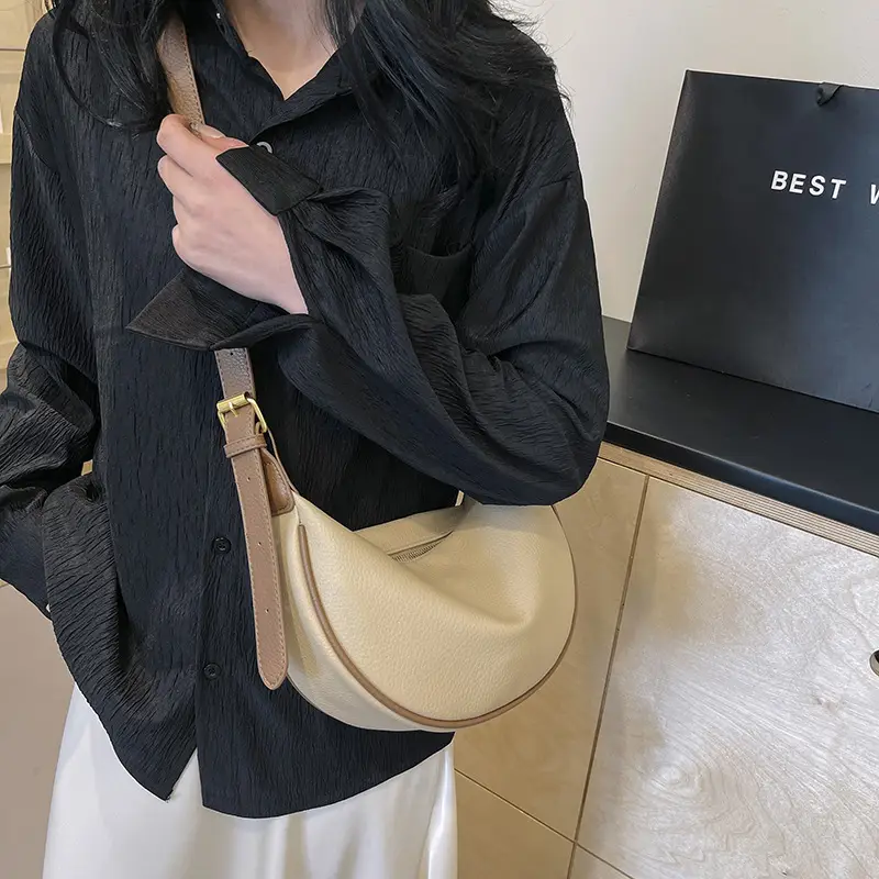 Vintage Underarm Crossbody Bag Brown Large Capacity - Image 5
