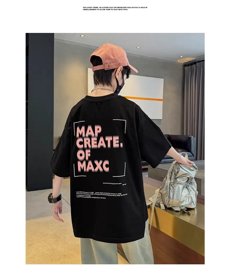 Kids Cotton Map T-Shirt Black Summer 2024 — feature 14