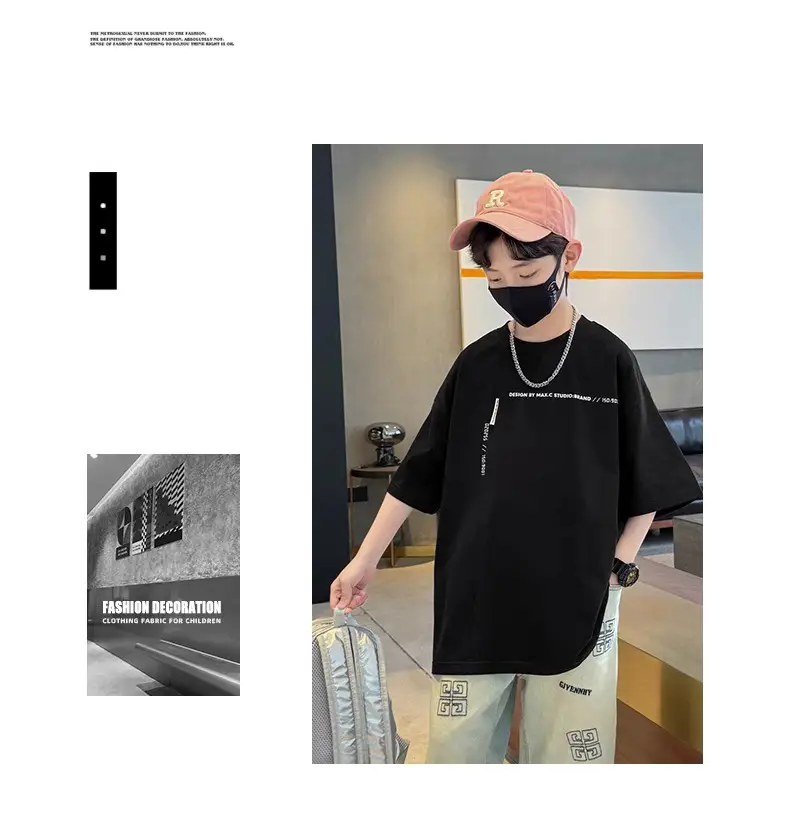 Kids Cotton Map T-Shirt Black Summer 2024 — feature 15