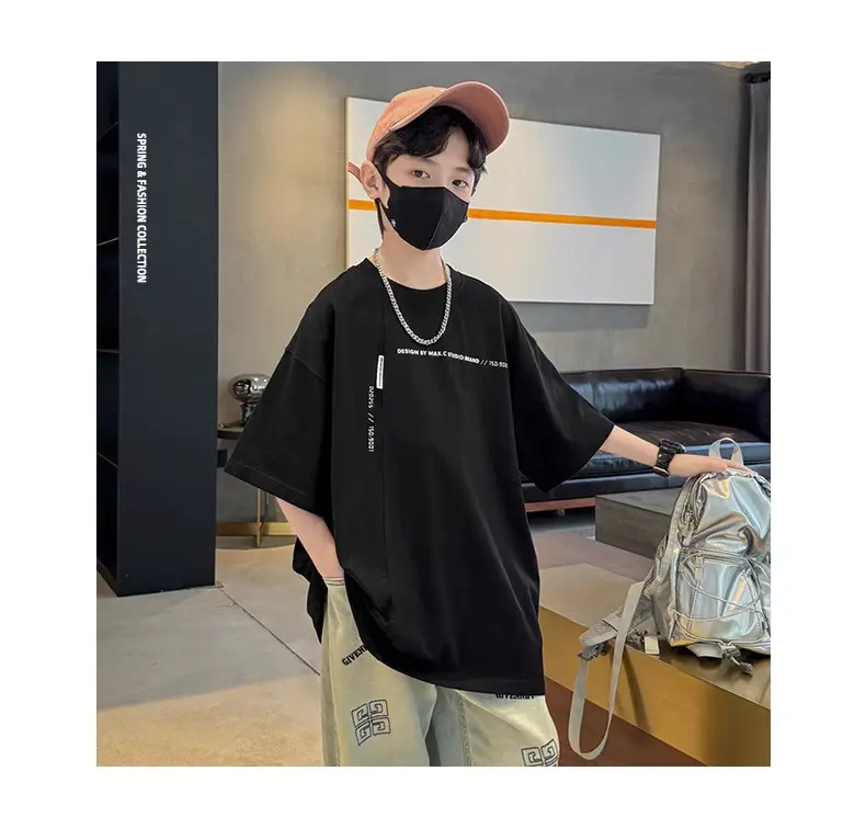 Kids Cotton Map T-Shirt Black Summer 2024 — feature 16