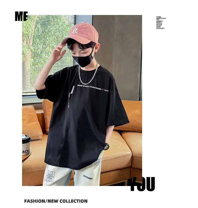 Kids Cotton Map T-Shirt Black Summer 2024 — feature 17