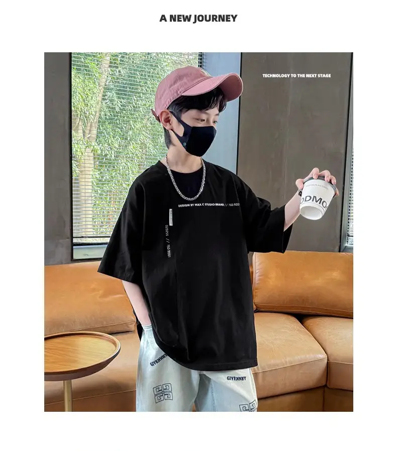 Kids Cotton Map T-Shirt Black Summer 2024 — feature 19