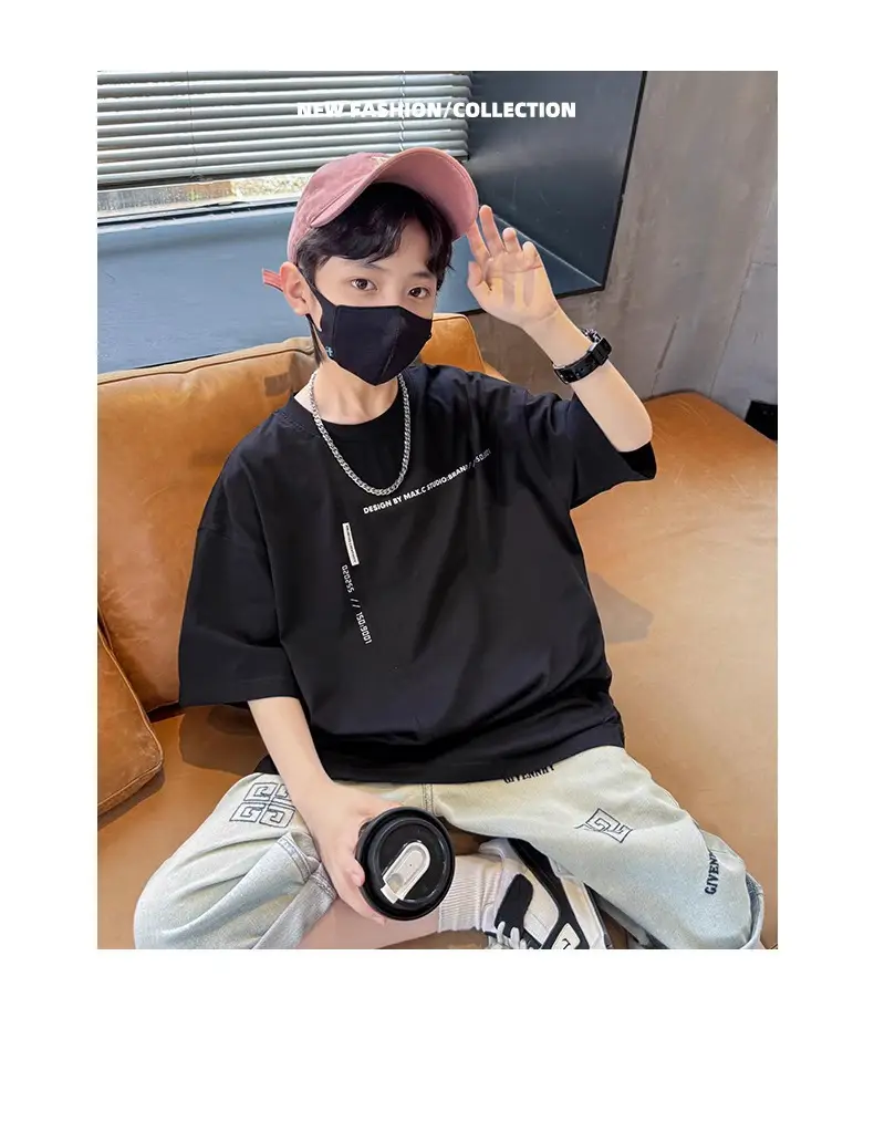 Kids Cotton Map T-Shirt Black Summer 2024 — feature 20