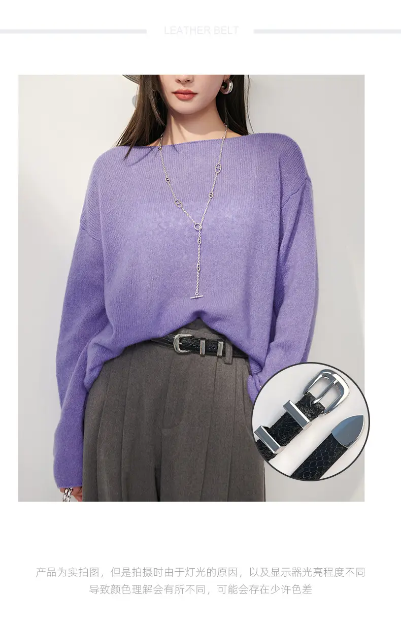 Women's Black Croc Leather Belt with Gold Buckle — feature 2