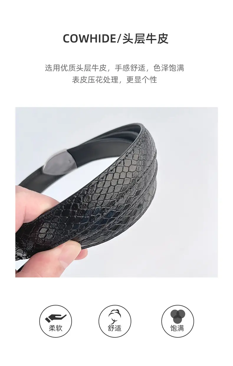 Women's Black Croc Leather Belt with Gold Buckle — feature 6