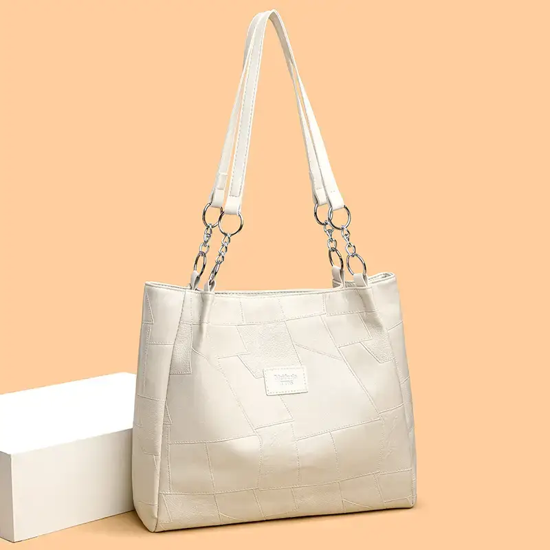 Black PU Leather Shoulder Bag for Women College Student