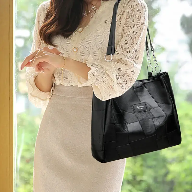 Black PU Leather Shoulder Bag for Women College Student — feature 12