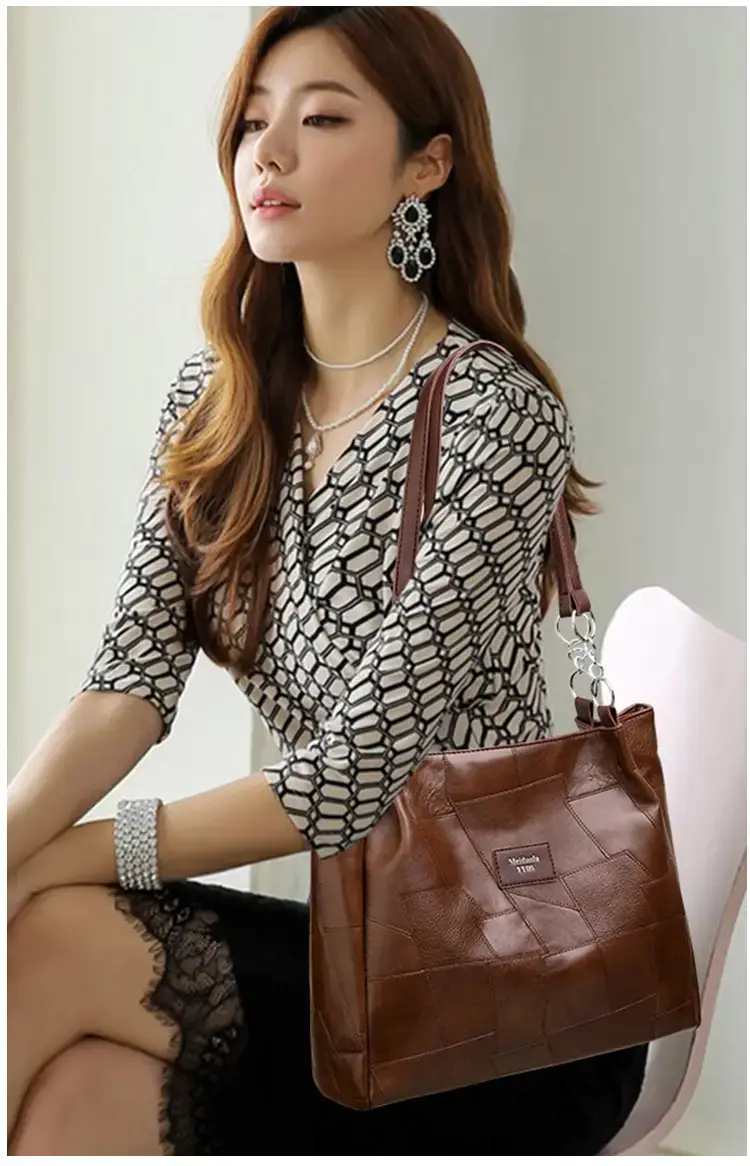 Black PU Leather Shoulder Bag for Women College Student — feature 13