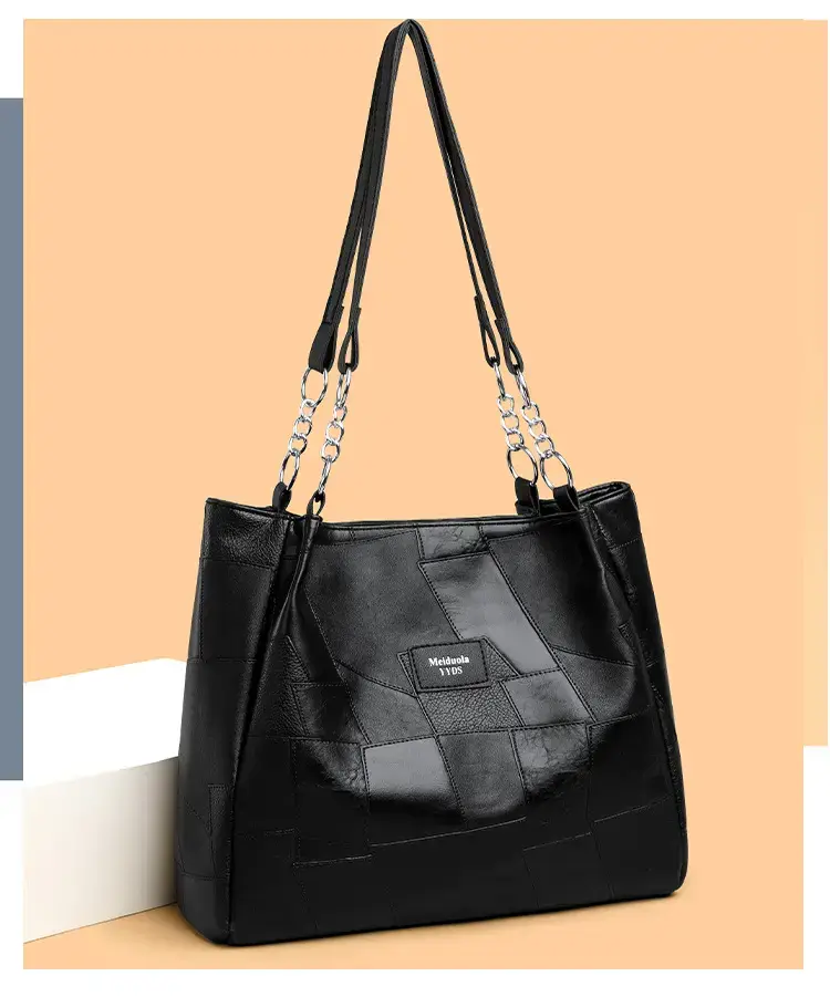 Black PU Leather Shoulder Bag for Women College Student — feature 8