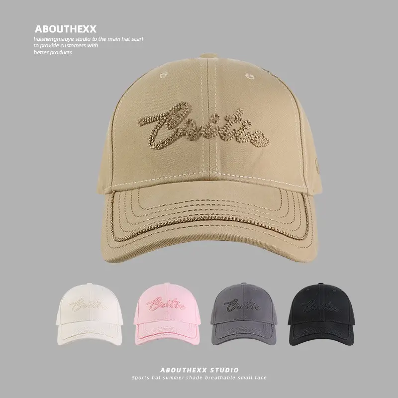 Women's Korean Style Hard Top Hat with Letter Embroidery - Image 4
