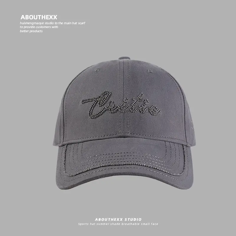 Women's Korean Style Hard Top Hat with Letter Embroidery - Image 2