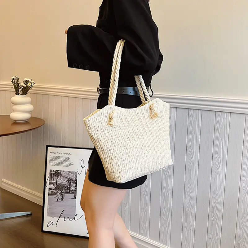 Straw Tote Bag Large Capacity Women Shoulder Tote