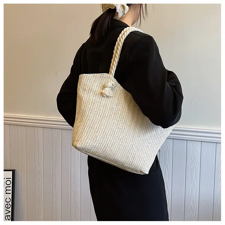 Straw Tote Bag Large Capacity Women Shoulder Tote — feature 17