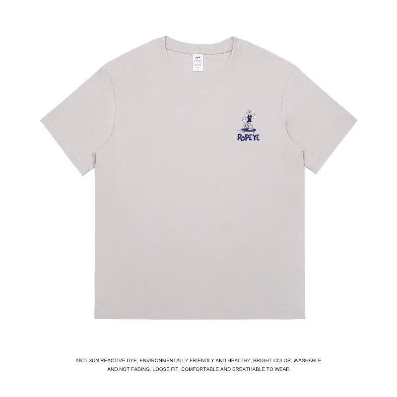 Men's 230g Cotton T-Shirt Light Grey Summer Wear - Image 3
