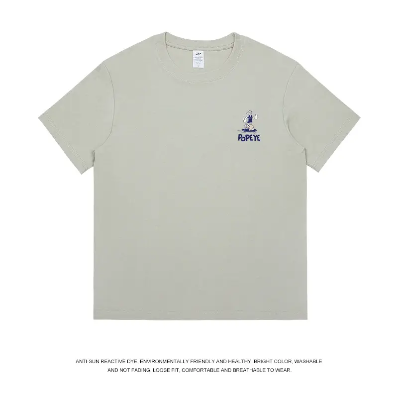 Men's 230g Cotton T-Shirt Light Grey Summer Wear - Image 5