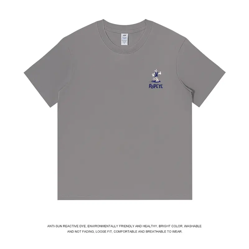 Men's 230g Cotton T-Shirt Light Grey Summer Wear - Image 7