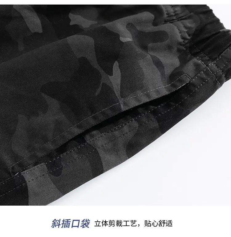 Men Camouflage Cotton Shorts Loose Sports Casual Black — feature 24