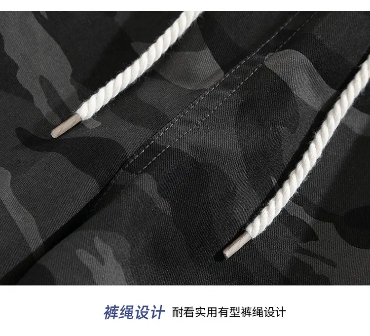 Men Camouflage Cotton Shorts Loose Sports Casual Black — feature 27