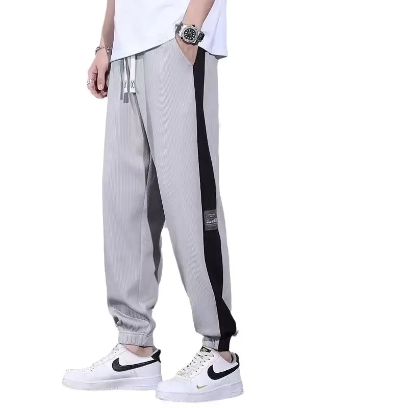 Men Ice Silk Straight Pants Summer Loose Comfortable