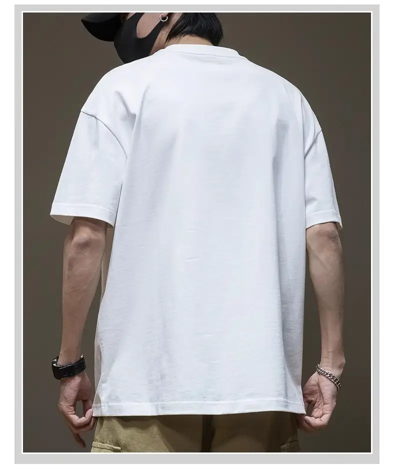 Men Black Heavy Cotton T-Shirt Plus Size Steel Print — feature 10