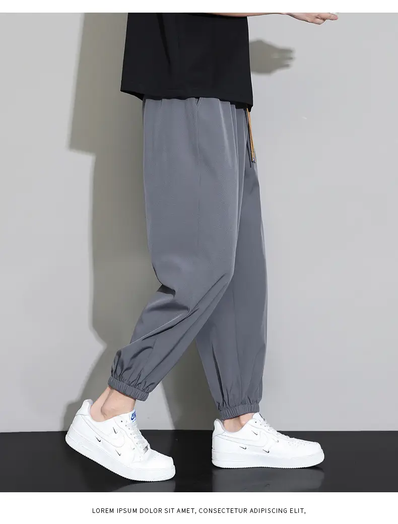 Men's Black Ice Silk Casual Pants 2024 Summer — feature 23