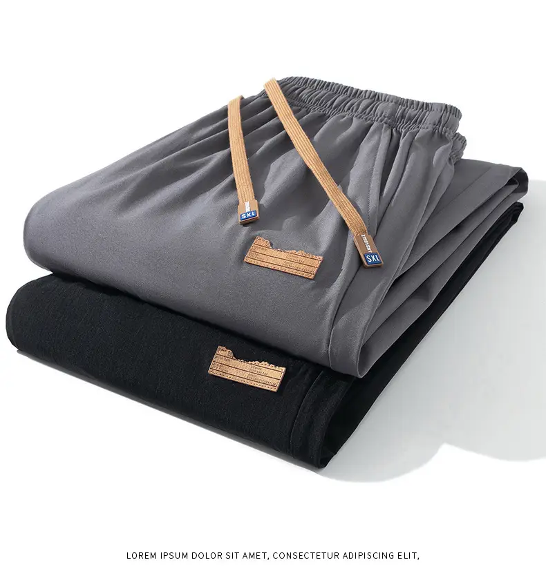 Men's Black Ice Silk Casual Pants 2024 Summer — feature 28