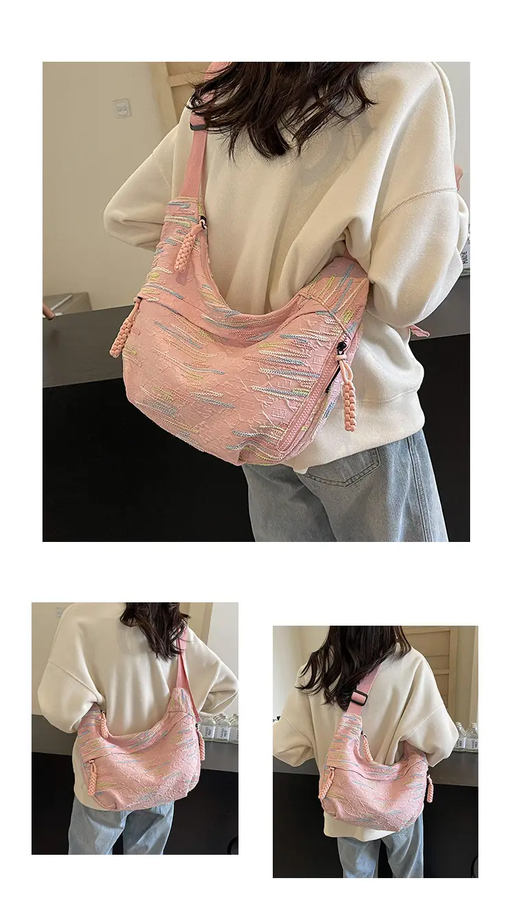 Pink Canvas Shoulder Crossbody Bag for Women — feature 10