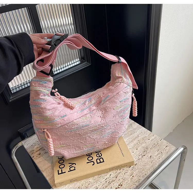 Pink Canvas Shoulder Crossbody Bag for Women — feature 15