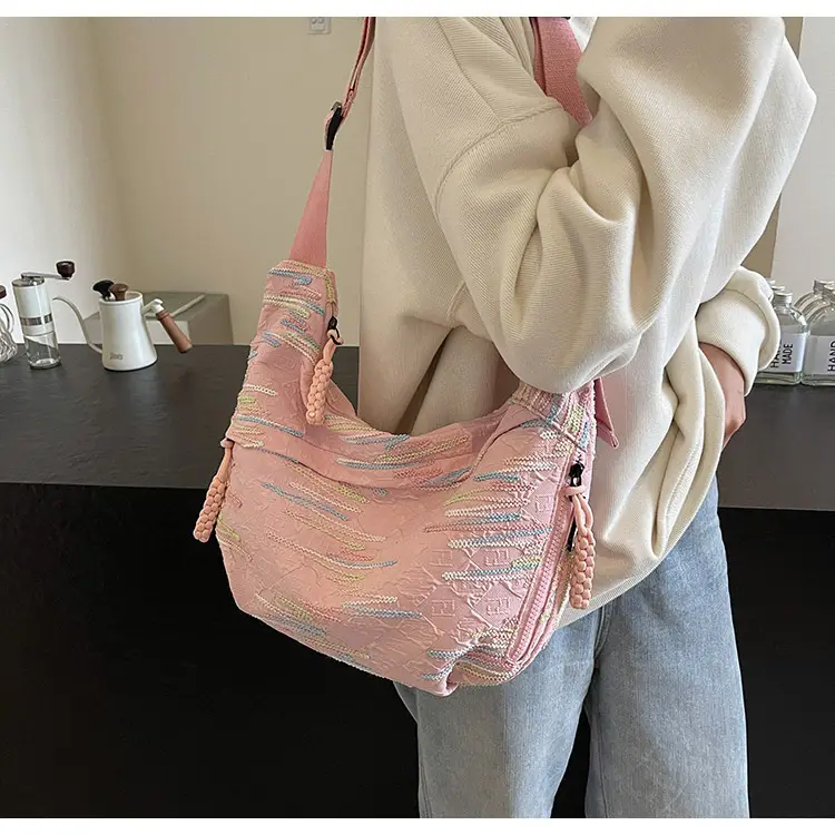 Pink Canvas Shoulder Crossbody Bag for Women — feature 17
