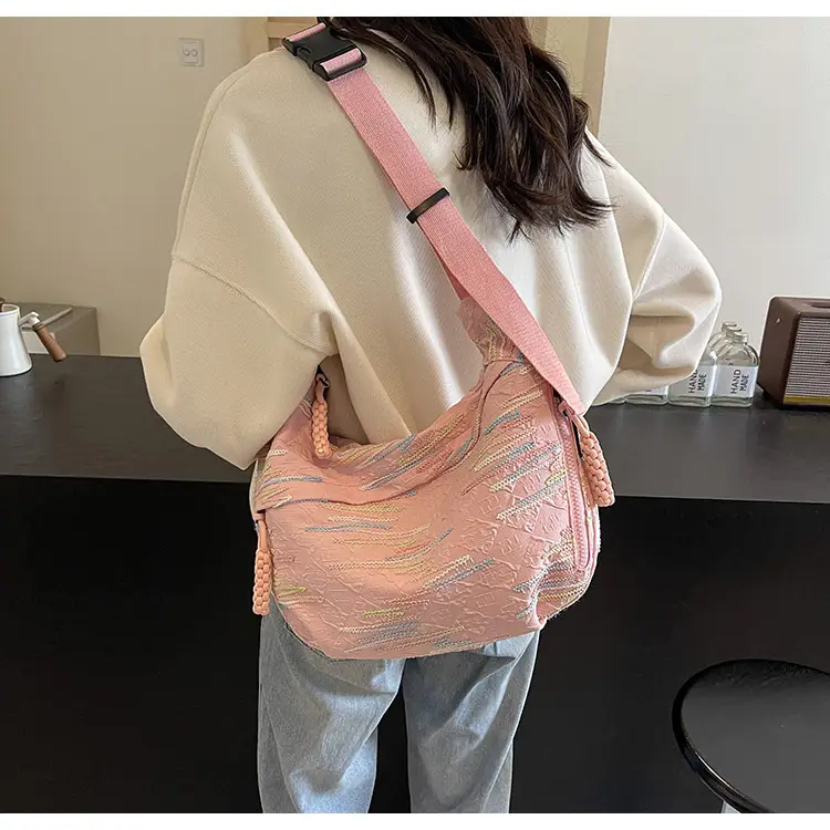 Pink Canvas Shoulder Crossbody Bag for Women — feature 19