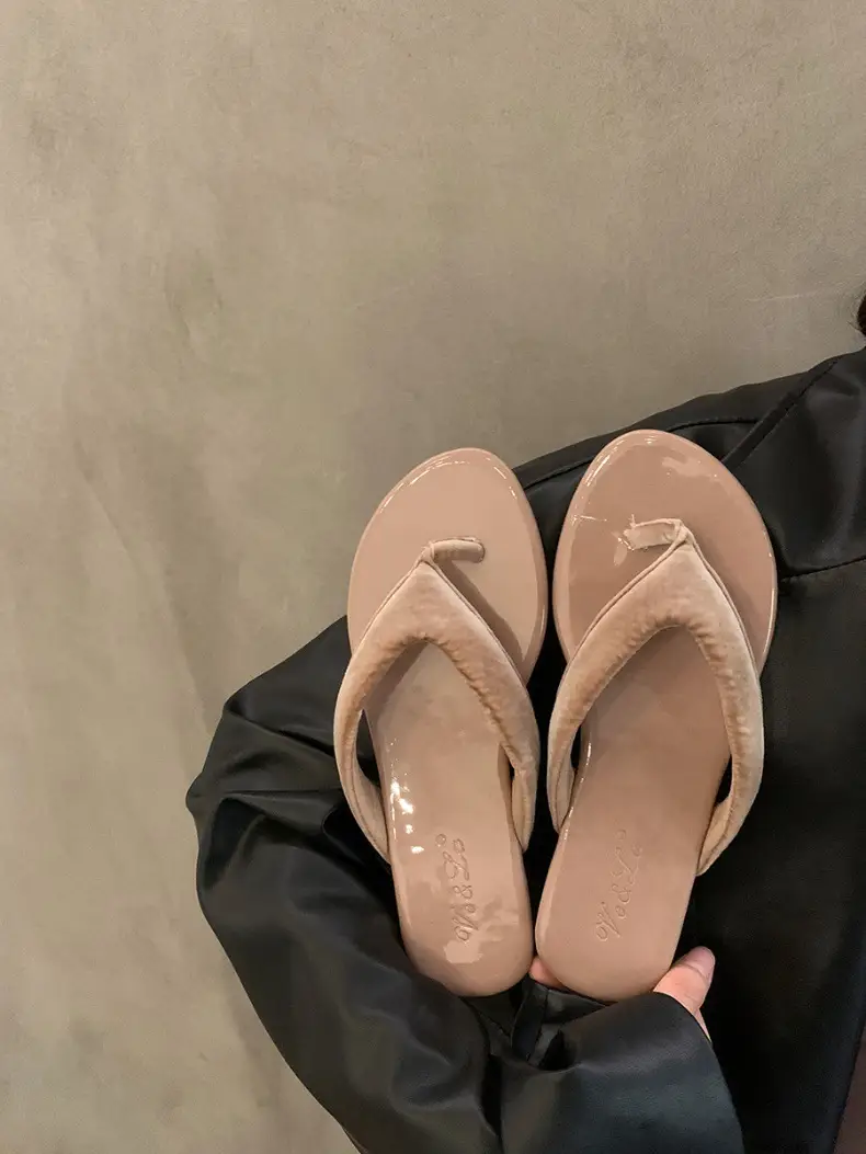Flat Slippers Women's Summer Outer Wear New Korean-style Flip-flops French Retro Dress Elegant Toe Sandals — feature 13