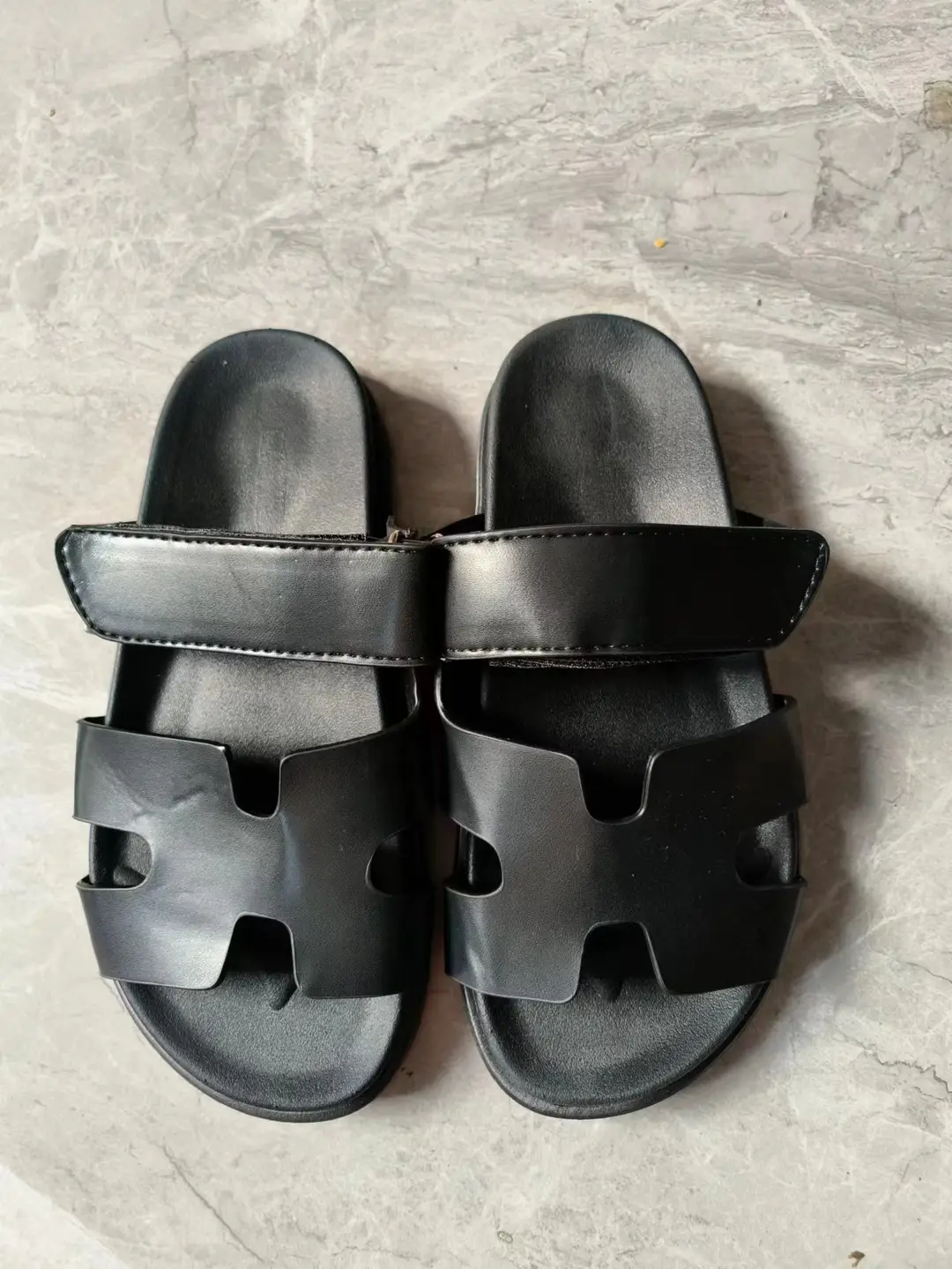 2024 Summer New Thick-soled Sandals and Slippers Foreign Trade plus size One-word Velcro Color Matching Casual Women's Shoes All-match — feature 21