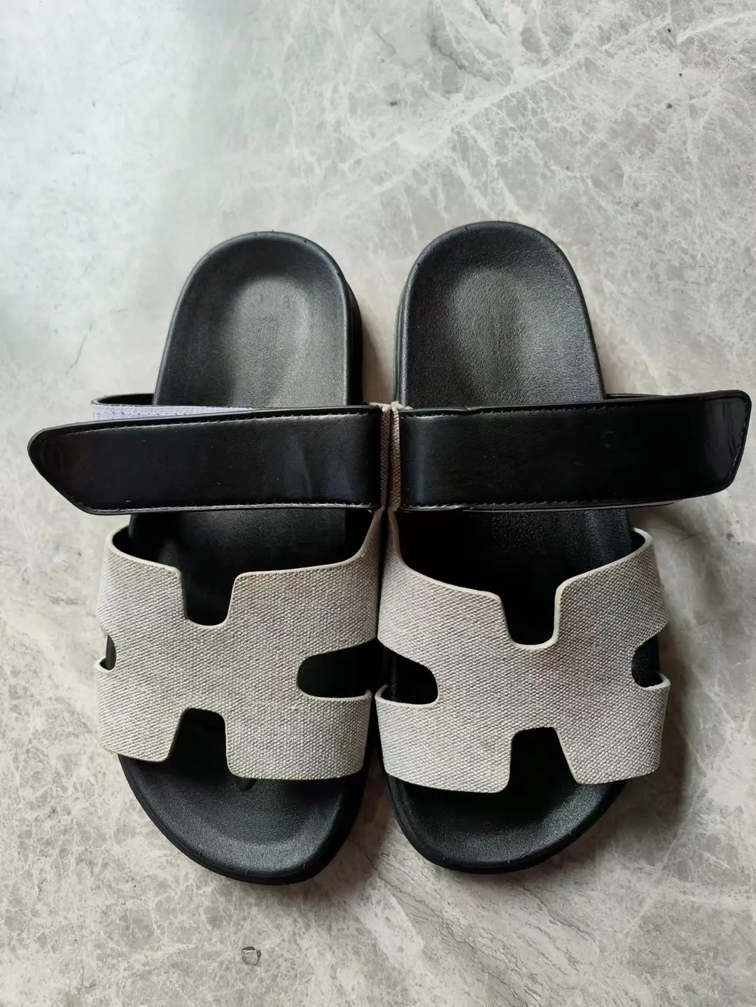 2024 Summer New Thick-soled Sandals and Slippers Foreign Trade plus size One-word Velcro Color Matching Casual Women's Shoes All-match — feature 25