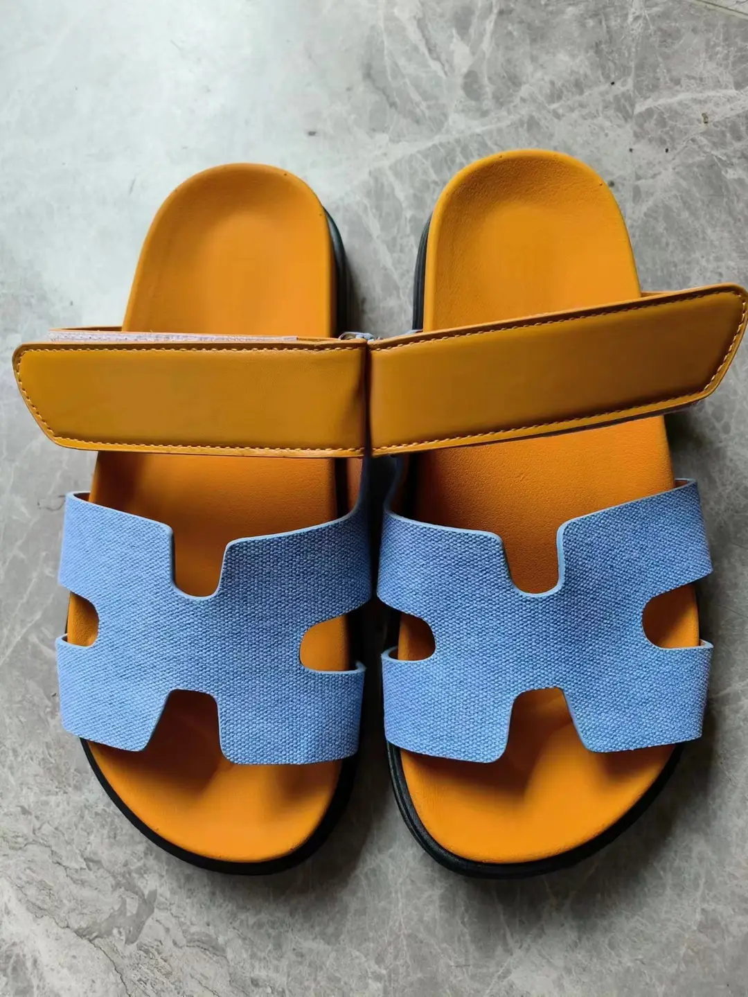 2024 Summer New Thick-soled Sandals and Slippers Foreign Trade plus size One-word Velcro Color Matching Casual Women's Shoes All-match — feature 26