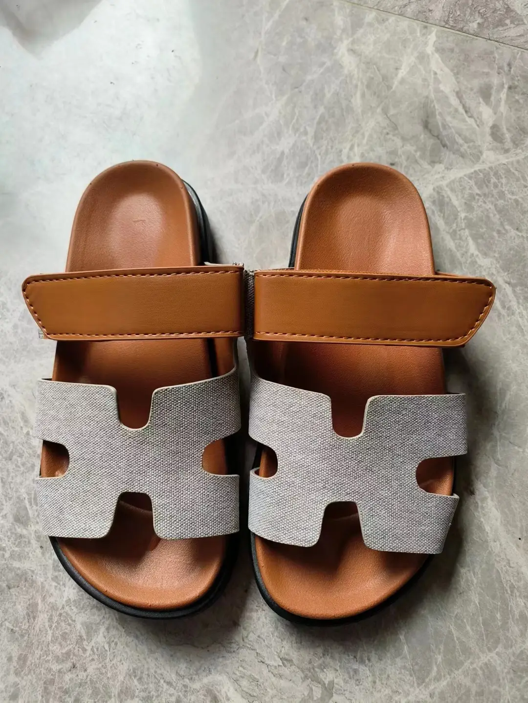 2024 Summer New Thick-soled Sandals and Slippers Foreign Trade plus size One-word Velcro Color Matching Casual Women's Shoes All-match — feature 27