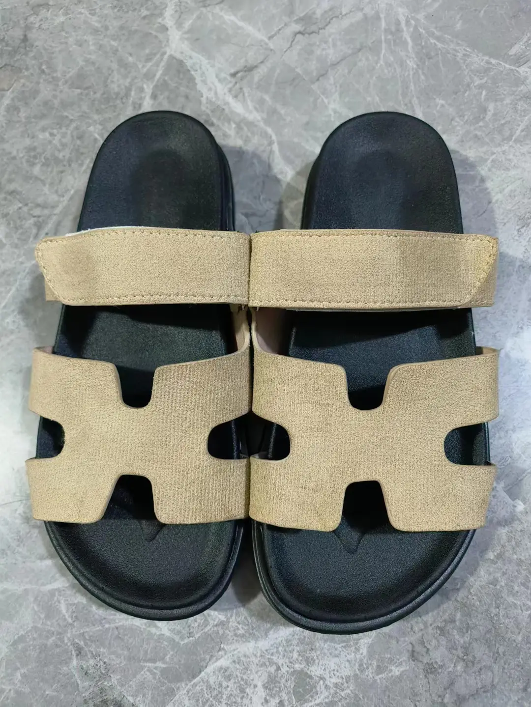 2024 Summer New Thick-soled Sandals and Slippers Foreign Trade plus size One-word Velcro Color Matching Casual Women's Shoes All-match — feature 28