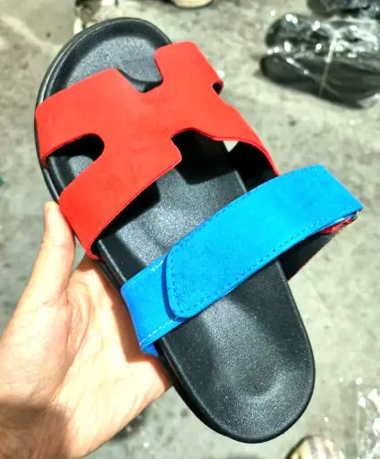 2024 Summer New Thick-soled Sandals and Slippers Foreign Trade plus size One-word Velcro Color Matching Casual Women's Shoes All-match - Image 11