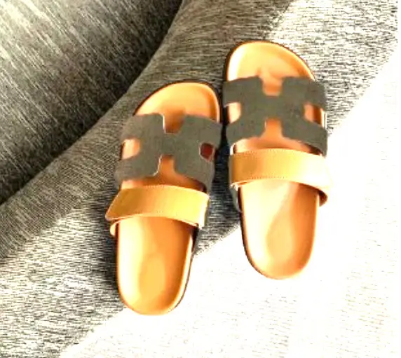 2024 Summer New Thick-soled Sandals and Slippers Foreign Trade plus size One-word Velcro Color Matching Casual Women's Shoes All-match - Image 12