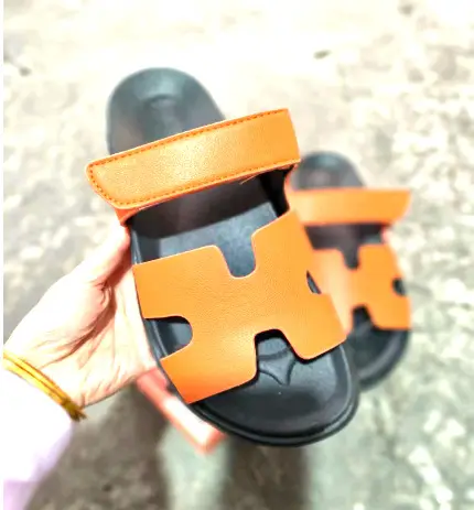 2024 Summer New Thick-soled Sandals and Slippers Foreign Trade plus size One-word Velcro Color Matching Casual Women's Shoes All-match - Image 14