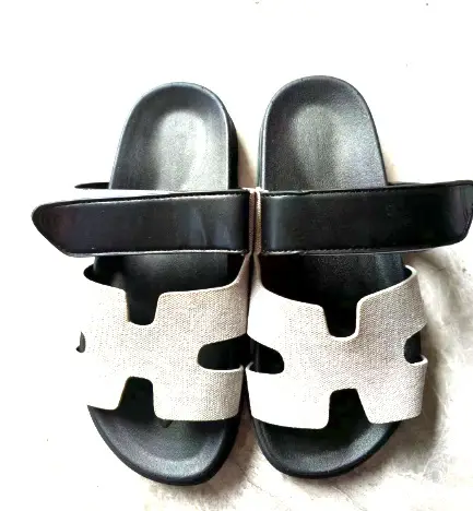 2024 Summer New Thick-soled Sandals and Slippers Foreign Trade plus size One-word Velcro Color Matching Casual Women's Shoes All-match - Image 8